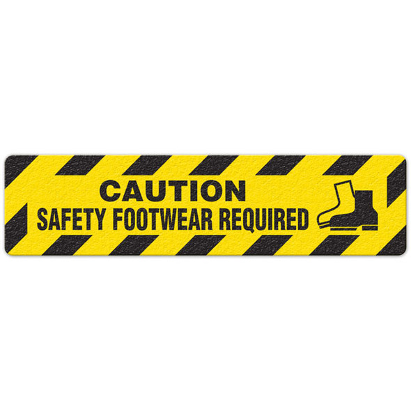 Caution - Safety Footwear Required  - 6"x24" Floor Sign 6/pkg
