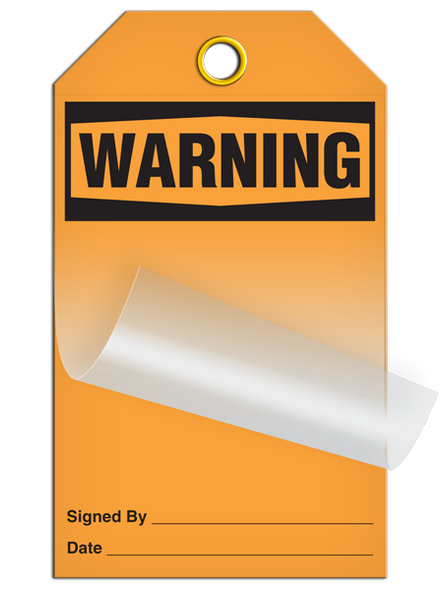 Self Laminating Tag - WARNING - 24/pkg