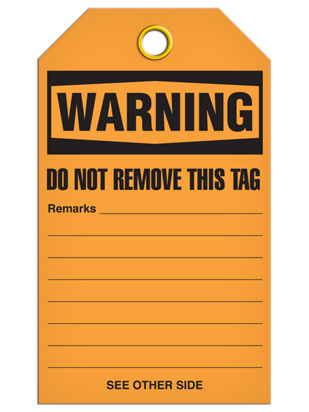 Self Laminating Tag - WARNING - 24/pkg