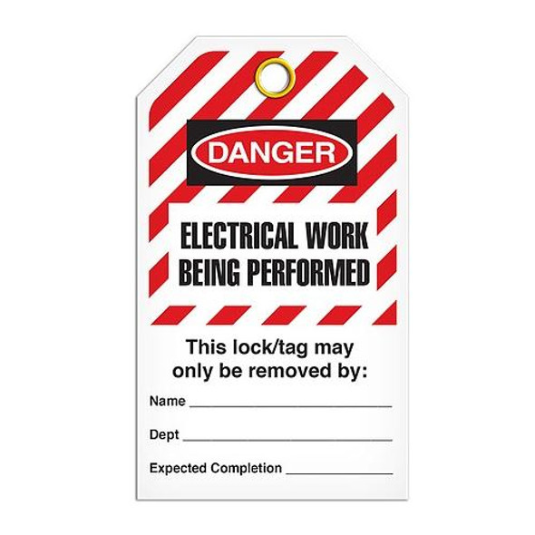 Lockout "Electrical Work Being Performed" Striped Tag - 25/pkg
