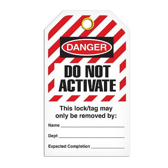 Lockout "Do Not Activate" Striped Tag - 25/pkg