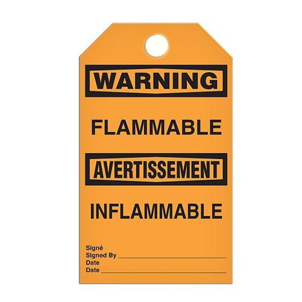 Warning "Flammable" Bilingual E/F Tag - 25/pkg