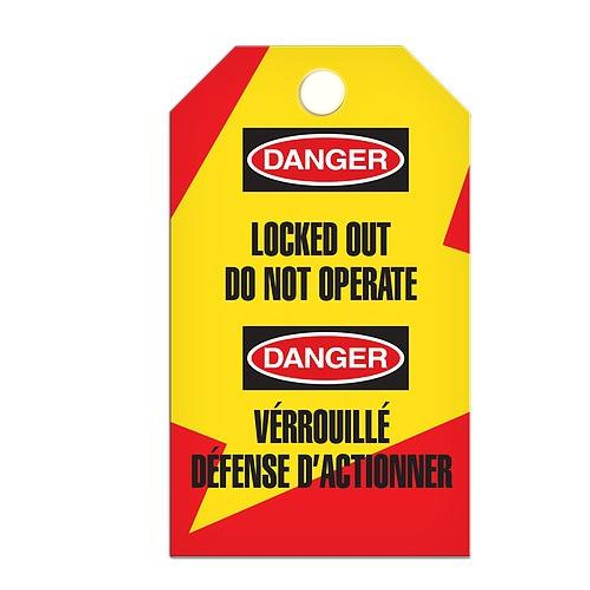 Lockout "Locked Out Do Not Operate" Bilingual E/F Tag - 25/pkg