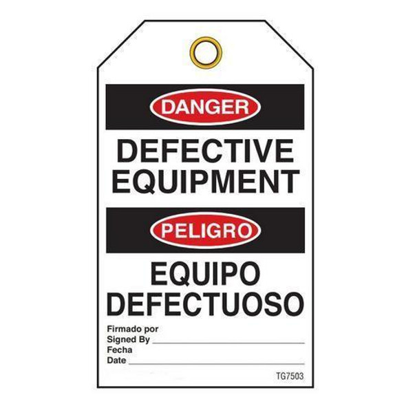 Danger "Defective Equipment" Bilingual E/S Tag - 25/pkg