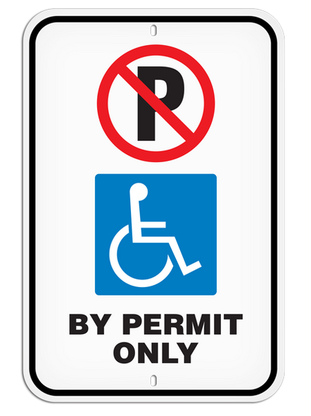 PARKING LOT SIGN - Handicap Permit Only - 12"x18"