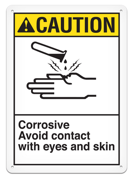 CAUTION - Corrosive Avoid Contact With Eyes And Skin - 10"x14"