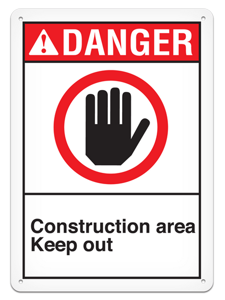 DANGER - Construction Area Keep Out - 10"x14"