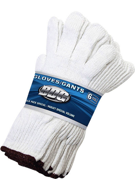 Seamless Knit Poly-Cotton String Knit Glove Bleached 6-units | Pack of 12