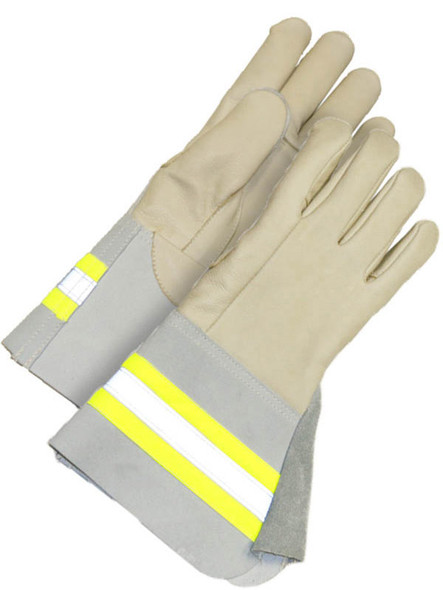 Premium Grain Leather Reflective Stripe Sewn Utility Glove