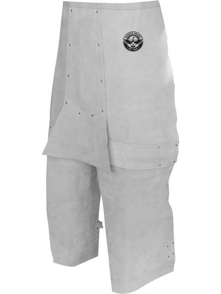 Welding Apron Leather Split Leg Waist Apron 24x32 Pearl Grey (Sold per EACH) - Midsection Flap