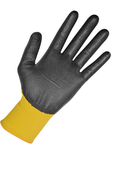 Yellow 18G Seamless Knit Kevlar Cut Resistant Black NBR Foam | Pack of 6 | Cut Level A4