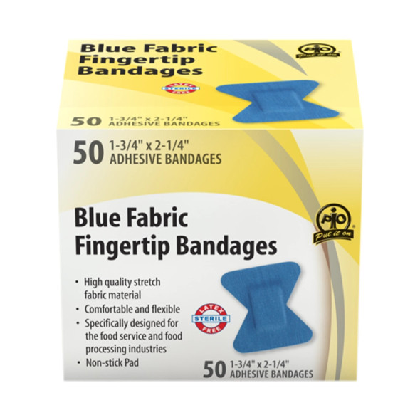 Blue Fabric Fingertip Bandage - 5 x 4.5cm - 50/Box