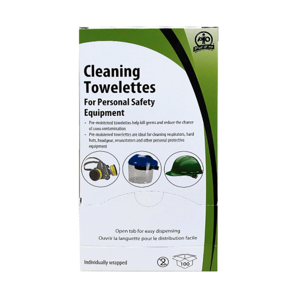 Cleaning Towelettes for Personal Safety Equipment - 100/Box