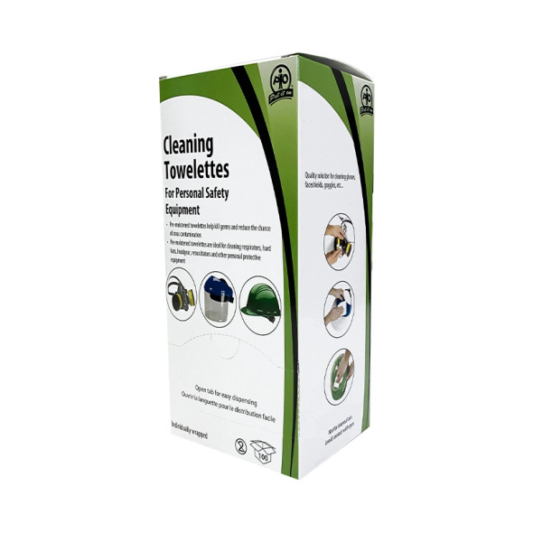 Cleaning Towelettes for Personal Safety Equipment - 100/Box