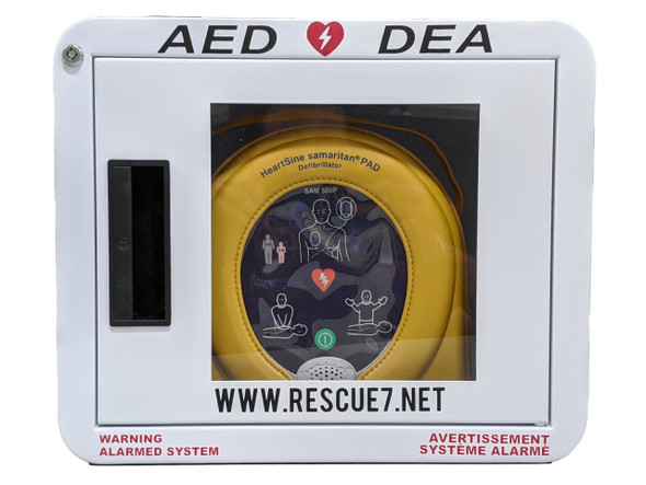 Standard Square Alarmed Bilingual AED Cabinet | Rescue 7 CB1-S Safety Supplies Canada