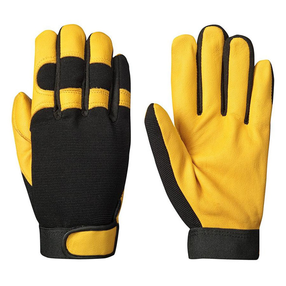 Mechanic's  Glove - Gold Goatgrain Palm - Black Spandex Back | Pioneer 890   Safety Supplies Canada