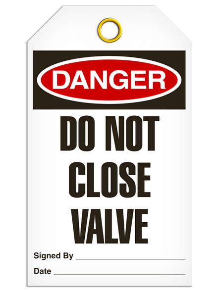 Danger DO NOT CLOSE VALVE Safety Tag - 25 Pkg - INCOM -TG1006