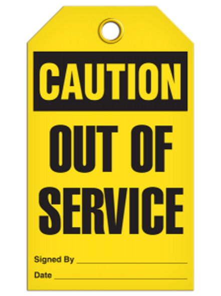 Caution - Out Of Service | Pack of 25 | INCOM TG3004   Safety Supplies Canada