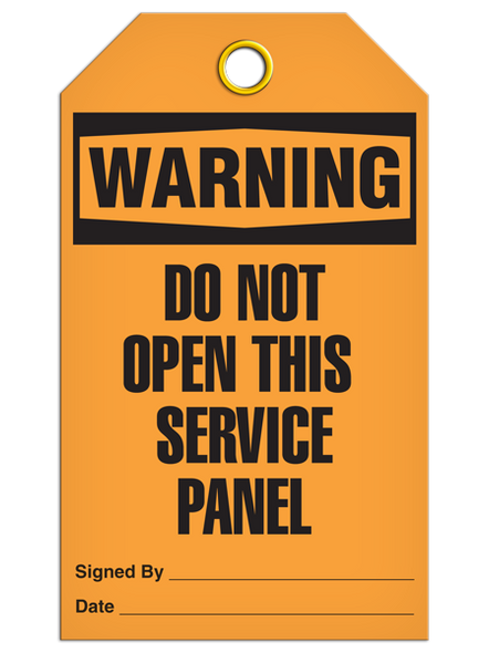 Warning Do Not Open This Service Panel Tag   | Pack of 25 | INCOM