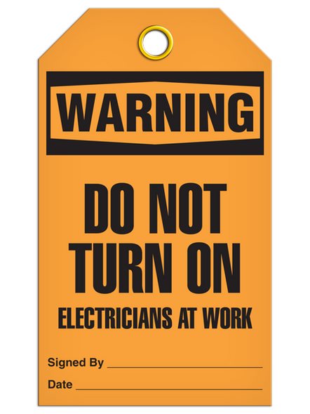 Warning Do Not Turn On Electricians At Work Tag   | Pack of 25 | INCOM