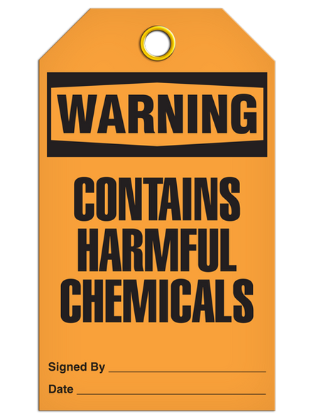 Warning Contains Harmful Chemicals Tag  | Pack of 25 | INCOM