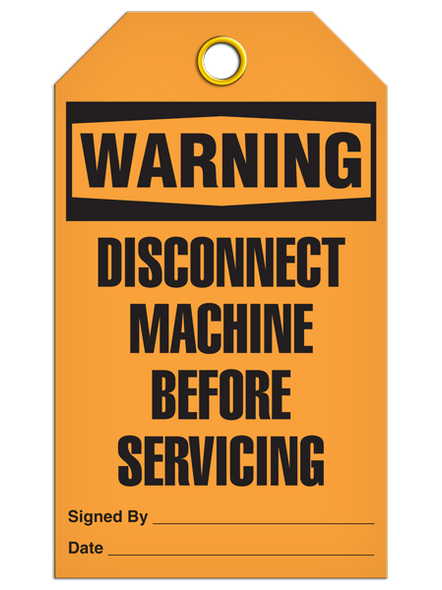 Warning Disconnect Machine Before Servicing Tag PKG/25