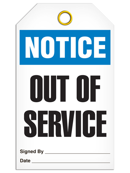 Notice Out of Service Tag PKG/25