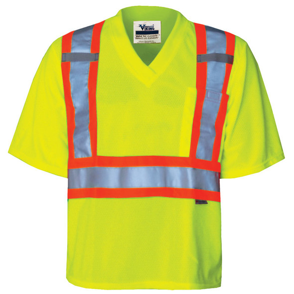 Hi-Vis Journeyman V-Neck Safety T-Shirt - CSA, Class 2 - Viking - 6005G