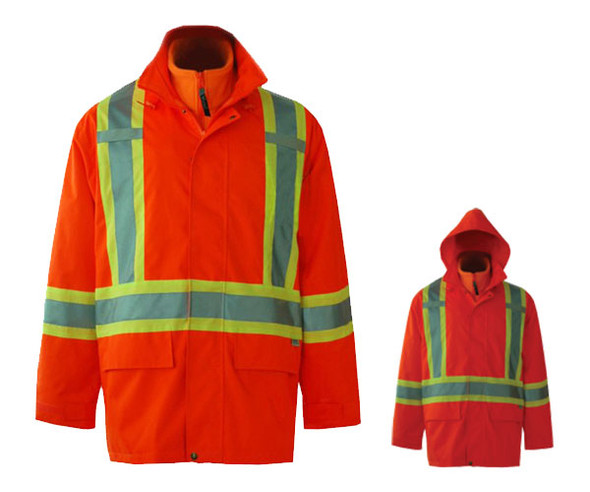 Hi-Vis Tri-Zone 3-in-1 Waterproof Safety Jacket -CSA, Class 2 -Viking 6400JO + 6330HO Hi-Vis Tri-Zone 3-in-1 Waterproof Safety Jacket -CSA, Class 2 -Viking 6400JO + 6330HO