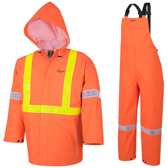 Hi-Vis FR Element Series 3-Piece Rain Suit - CSA, Class 2 - RanPro Orange R85 Hi-Vis FR Element Series 3-Piece Rain Suit - CSA, Class 2 - RanPro Orange R85