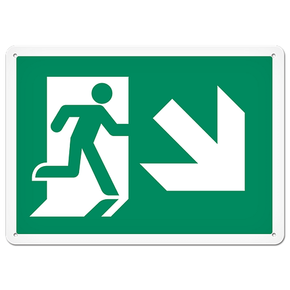 Fire Signs - Running Man Sign | Exit Down Right DFS123V/DFS123VG/DFS123P/DFS123PG   Safety Supplies Canada