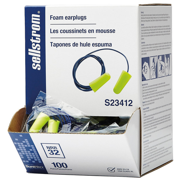 Disposable Corded Ear Plugs Bullet Shape | 100 Pkg | Sellstrom