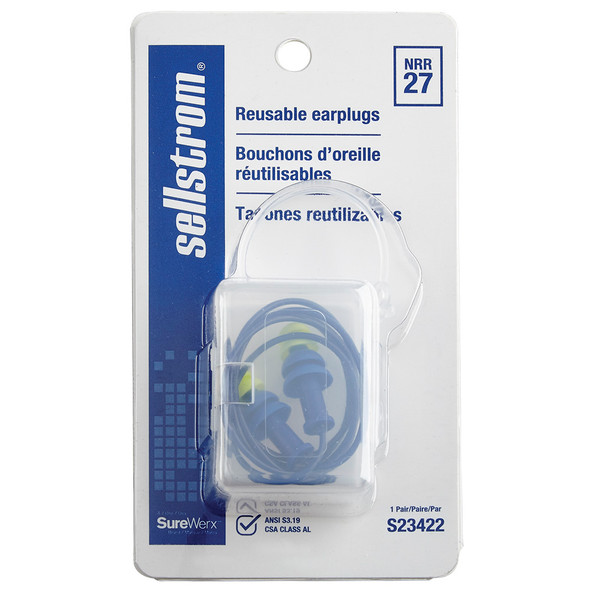 Sellstrom Reusable Ear Plugs - Tapered - Corded - 1 Pair with Plastic Case S23422   Safety Supplies Canada