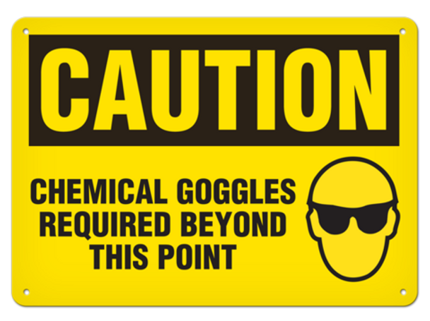 OSHA Safety Sign | Caution Chem. Goggles | INCOM SS2081   Safety Supplies Canada