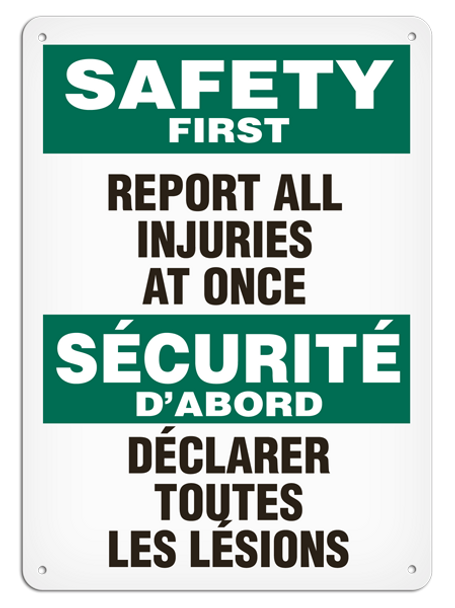 OSHA Safety Sign | Safety E/F Injuries  | INCOM SS6032V, SS6032A, SS6032P, SC6032V, SC6032A, SC6032P, SA6032V, SA6032P   Safety Supplies Canada