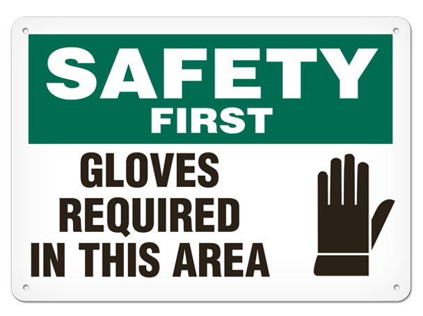 OSHA Safety Sign | Safety Gloves Reg'd  | INCOM SS5012V, SS5012A, SS5012P, SC5012V, SC5012A, SC5012P, SA5012V, SA5012P   Safety Supplies Canada
