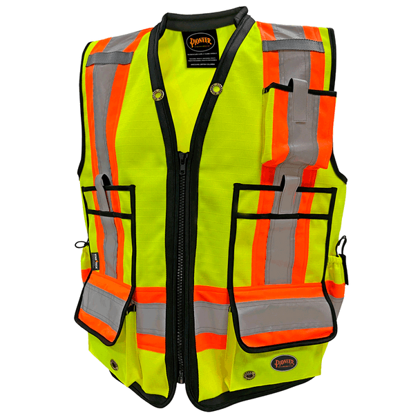 Hi-Viz 1200D High Denier Surveyors Vests | Pioneer 6676/6677   Safety Supplies Canada