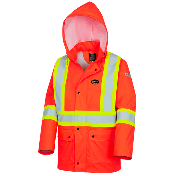 FR/PU Waterproof Safety Jacket with Pockets | Pioneer 5892PKT   Safety Supplies Canada