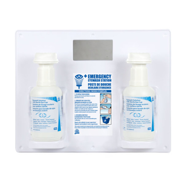 Dual Eyewash Station w/ Sterile Eye Cup and (2) 500ml Eyewash Solutions F4602701   Safety Supplies Canada