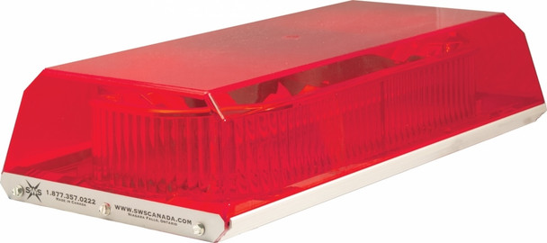 Red 16" Apollo Low Profile Fleet+ LED Mini Lightbar Permanent Mount - Dome: Red, 16318   Safety Supplies Canada