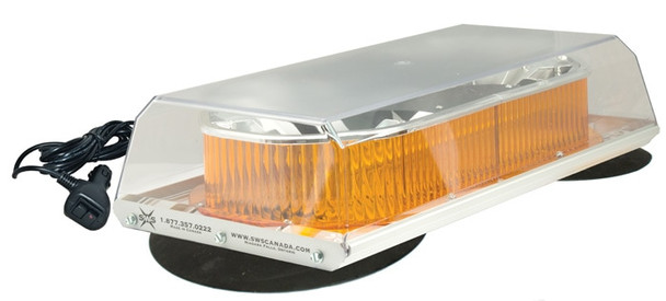 Amber 16" Apollo Low Profile Fleet+ LED Mini Lightbar Vacuum Mount - Dome: Clear 16349   Safety Supplies Canada