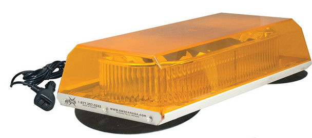Amber 16" Apollo Low Profile Fleet+ LED Mini Lightbar Vacuum Mount - Dome: Amber 16350   Safety Supplies Canada