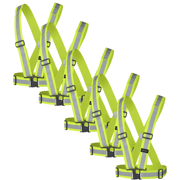 Hi-Viz 2" Adjustable Safety Sash - 4 Point Tear-Away - 5-Pack - HV Yellow/Green 5592A   Safety Supplies Canada