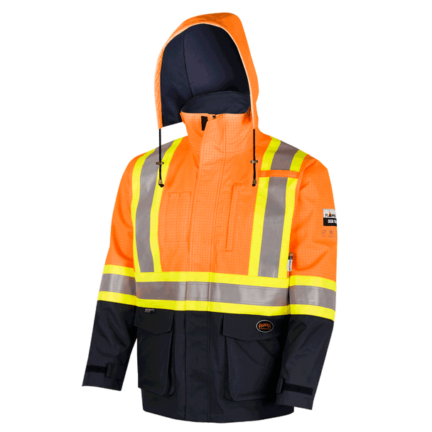 "The Defender" FR/ARC/Antistatic 300D Oxford Trilaminate Safety Rainwear Jacket 4484/4485   Safety Supplies Canada