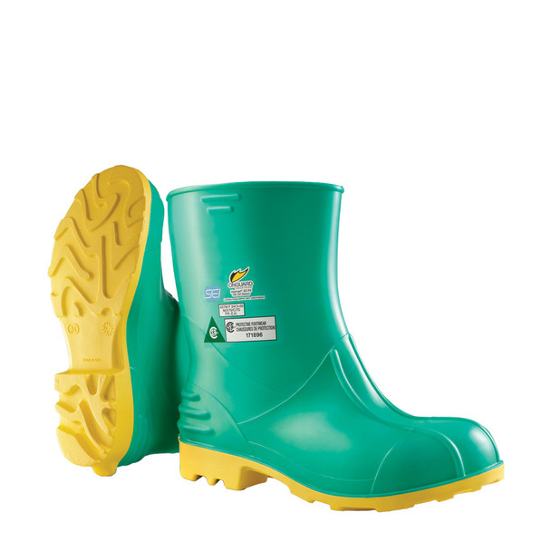 Hazmax EZ-Fit Steel Toe & Midsole Green/Yellow Waterproof PVC Work D870150-15   Safety Supplies Canada