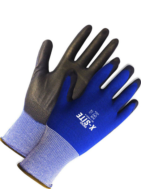 X-Site Ninja® Lite Blue Fine Knit Nylon Grey Polyurethane Palm - Pack of 12 | Bob Dale Gloves 99-1-9865   Safety Supplies Canada