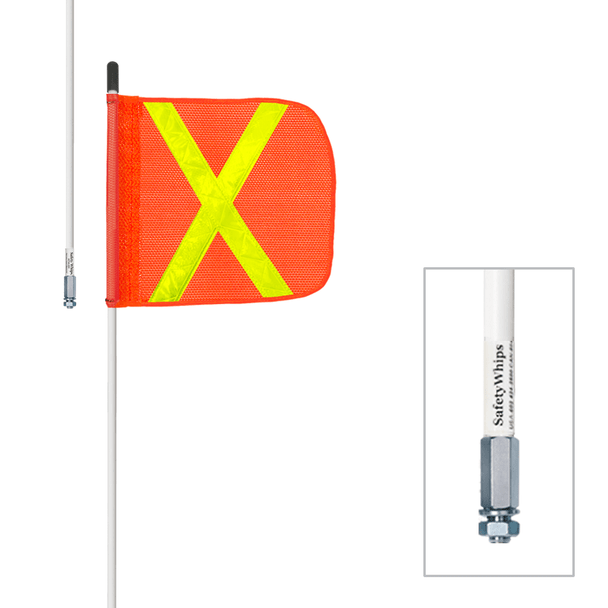 1 Piece, Non-Powered, Threaded, Heavy Duty Whip with Orange Flag (Yellow X)