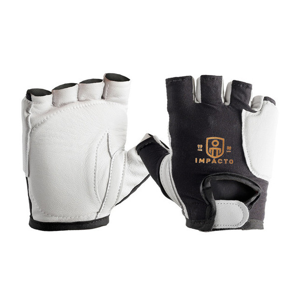 IMPACTO Anti-Impact Nylon Glove with Soft Pearl Leather Palm - Half Finger Style