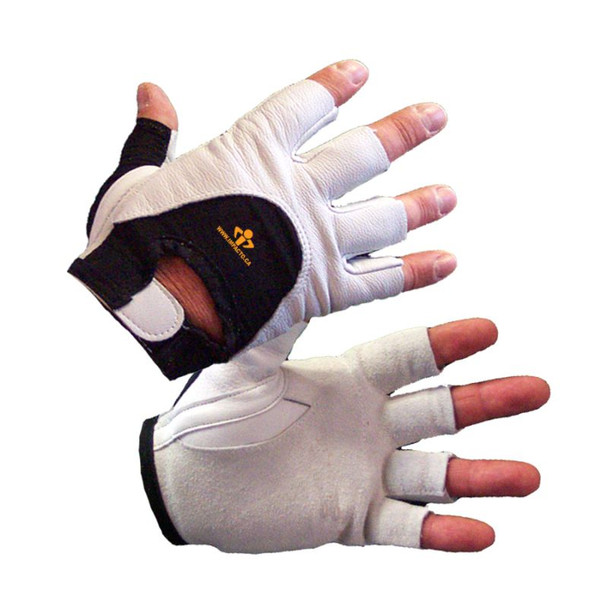 IMPACTO Anti-Impact Glove with Nylon and Pearl Leather Back - Half Finger Style