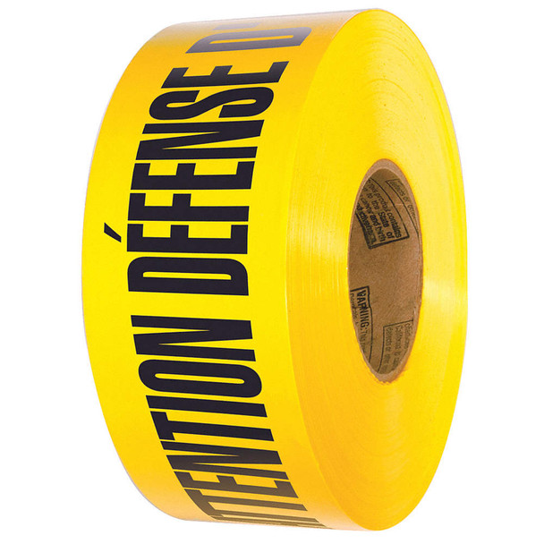 3" x 200' ATTENTION DEFENSE D'ENTRER Barricade Tape | Pack of 36 | INCOM